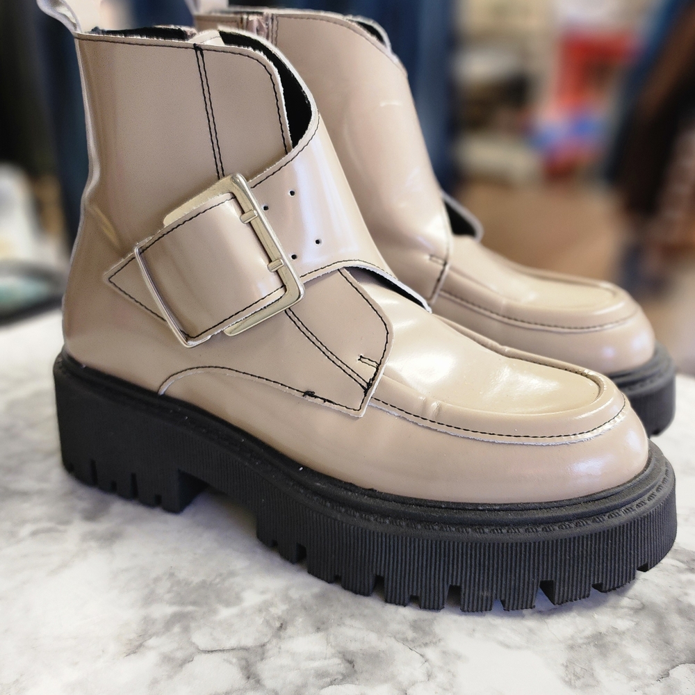 Maeve Cream/Taupe Combat Boots - Picture 3 of 6